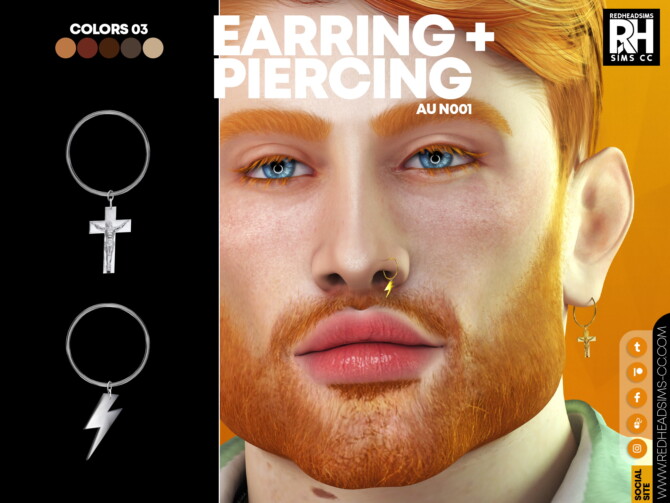 AU EARRING + PIERCING N001 at REDHEADSIMS