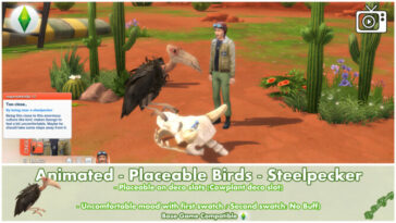 Animated Placeable Birds Steelpecker by Bakie at Mod The Sims 4