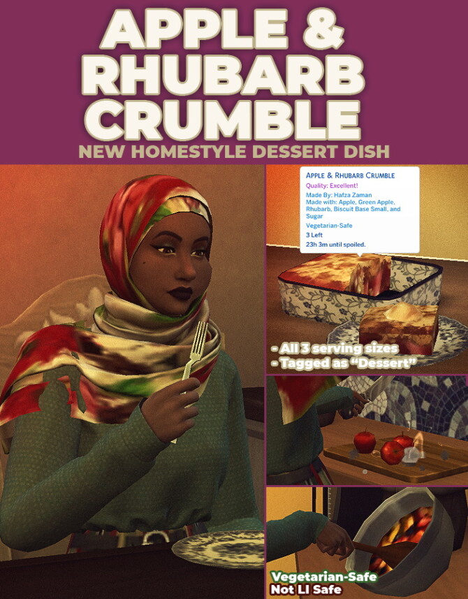 Apple & Rhubarb Crumble Custom Recipe at Mod The Sims 4