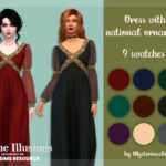 Arcane Illusions Dress with national ornament by MysteriousOo at TSR