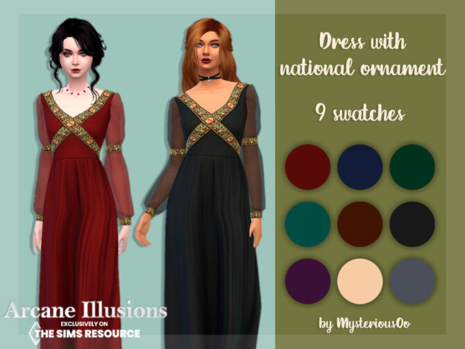 Arcane Illusions Dress with national ornament by MysteriousOo at TSR