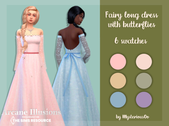 Arcane Illusions Fairy long dress with butterflies by MysteriousOo at TSR