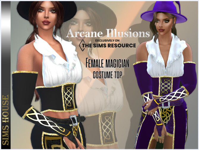 Arcane Illusions Female magician costume top by Sims House at TSR