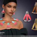 Arcane Illusions – Egyptian Coral and Hardstone Fan Earrings by feyona at TSR