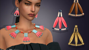 Arcane Illusions – Egyptian Coral and Hardstone Fan Earrings by feyona at TSR