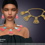 Arcane Illusions – Egyptian Coral and Hardstone Fan Necklace by feyona at TSR