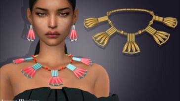 Arcane Illusions – Egyptian Coral and Hardstone Fan Necklace by feyona at TSR