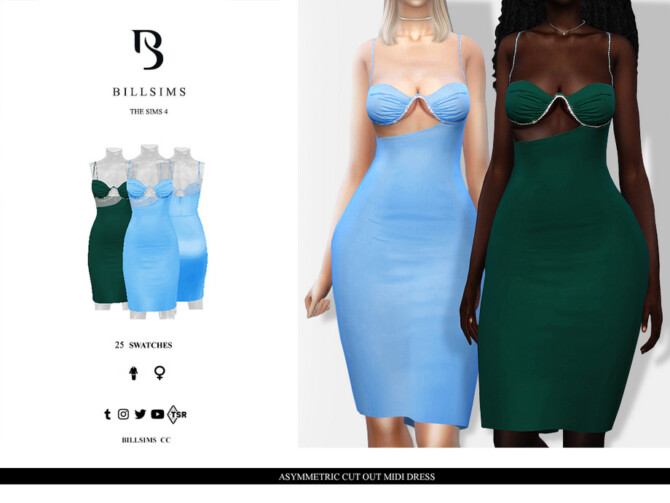 Asymmetric Cut Out Midi Dress by Bill Sims at TSR