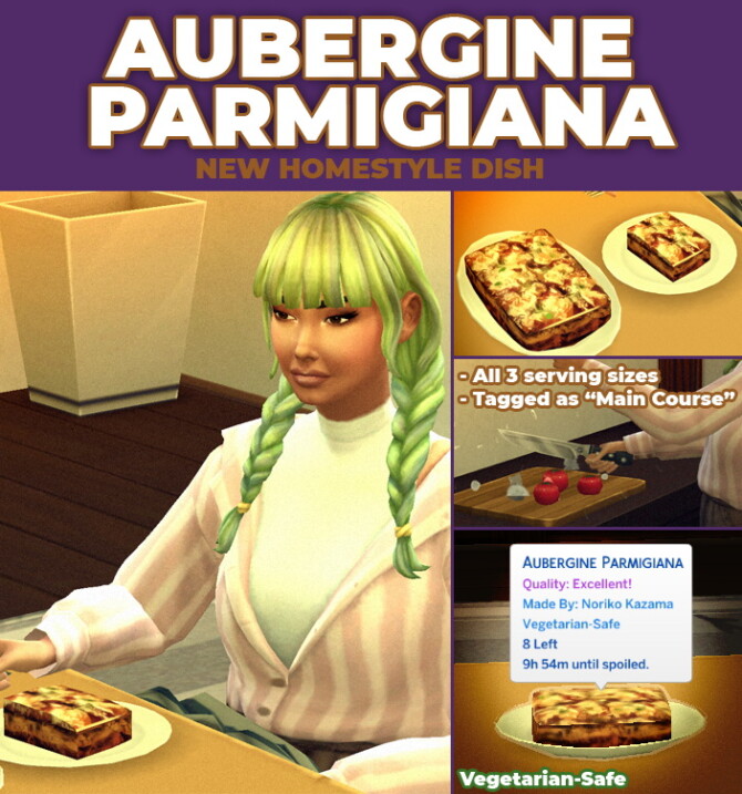 Aubergine Parmigiana Custom Recipe at Mod The Sims 4