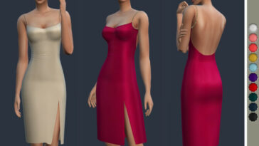 Backless Dress With Slit by ekinege at TSR