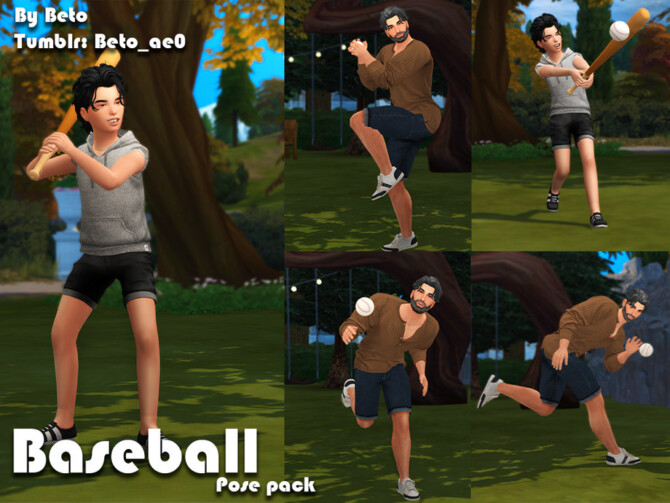 Baseball (Pose pack) by Beto_ae0 at TSR