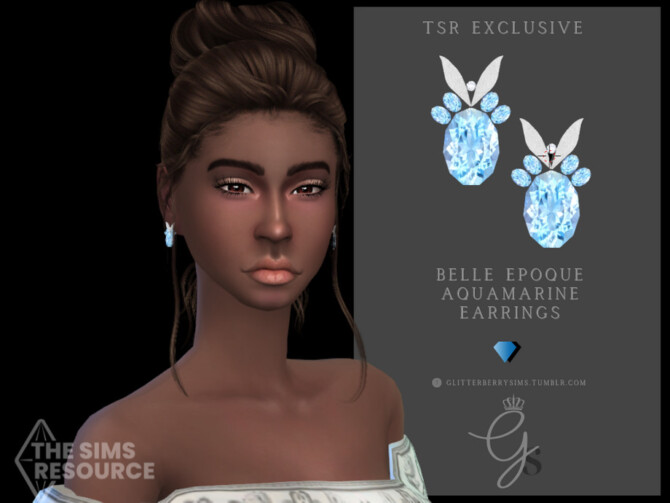 Belle Epoque Aquamarine Earrings by Glitterberryfly at TSR