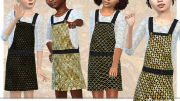 Black and Gold Dungaree Dress by Pelineldis at TSR