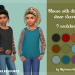 Blouse with dotted sheer sleeves by MysteriousOo at TSR