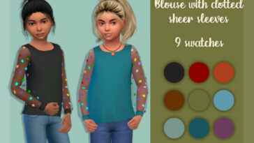 Blouse with dotted sheer sleeves by MysteriousOo at TSR