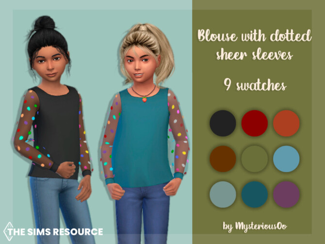 Blouse with dotted sheer sleeves by MysteriousOo at TSR