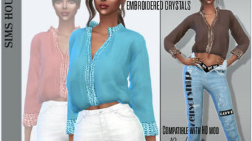 Blouse with embroidered crystals by Sims House at TSR