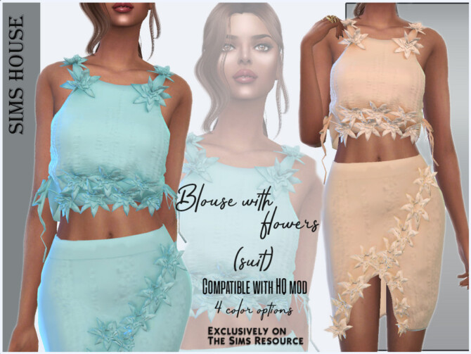 Blouse with flowers (suit) by Sims House at TSR