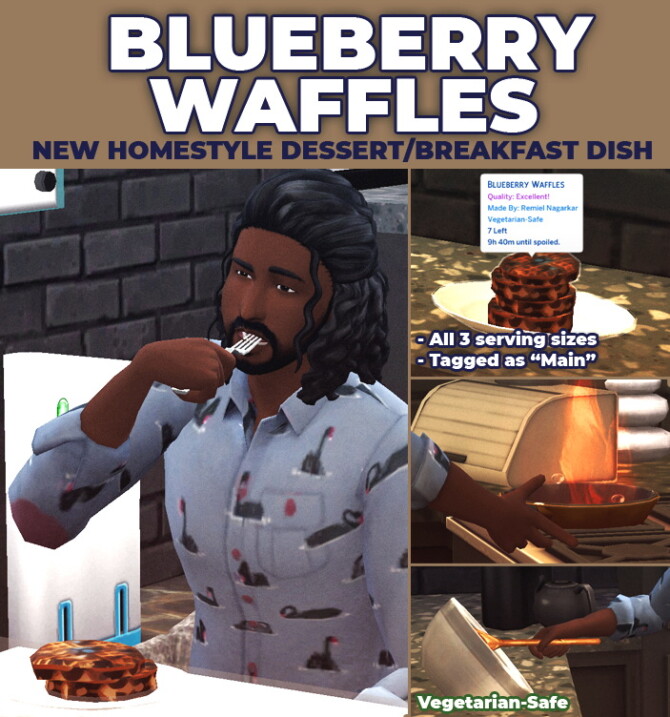 Blueberry Waffles Custom Recipe by RobinKLocksley at Mod The Sims 4