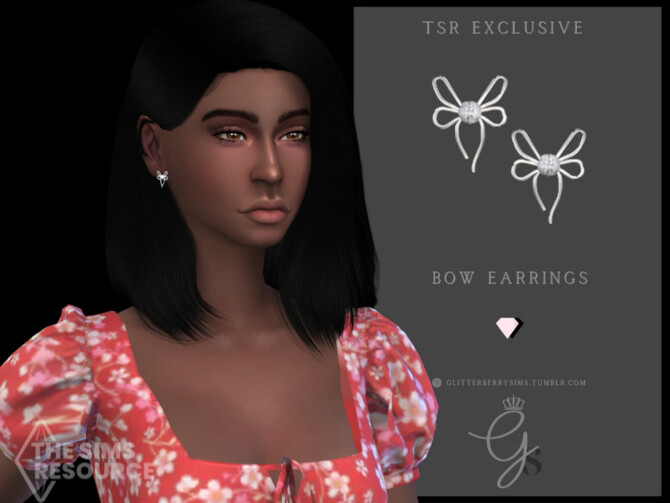 Bow Earrings by Glitterberryfly at TSR