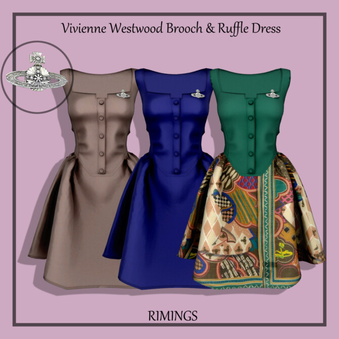 Brooch & Ruffle Dress at RIMINGs