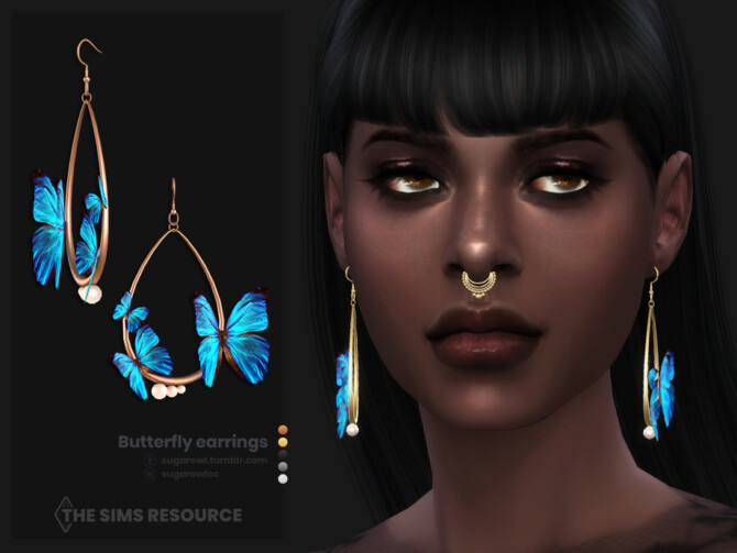 Butterfly female earrings by sugar owl at TSR