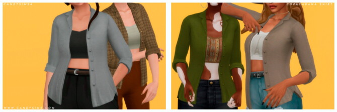 COPACABANA denim shirt with a cropped tank top at Candy Sims 4