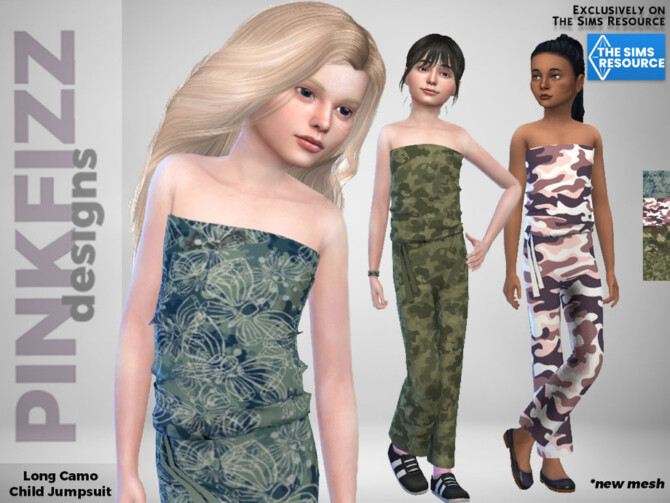 Camo Long Jumpsuit for kids by Pinkfizzzzz at TSR