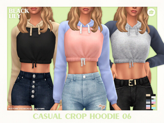 Casual Crop Hoodie 06 by Black Lily at TSR