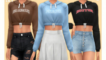 Casual Crop Hoodie 07 by Black Lily at TSR