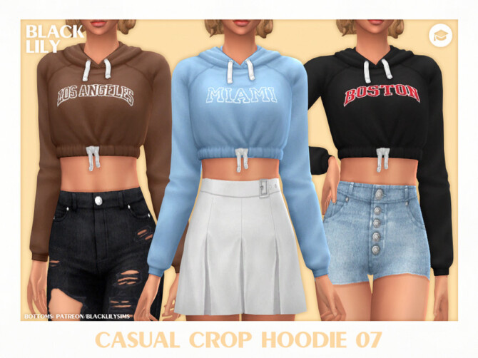 Casual Crop Hoodie 07 by Black Lily at TSR