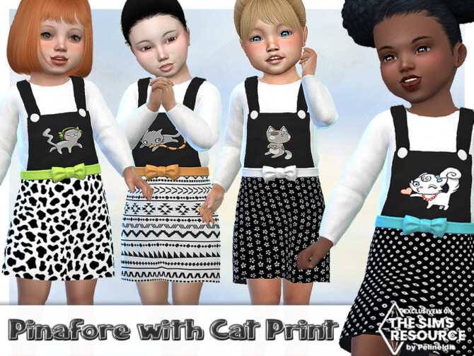 Cat Print Pinafore Dress by Pelineldis at TSR