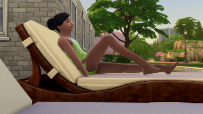 Children can sunbathe on a beach towel and on a lounge chair at Mod The Sims 4