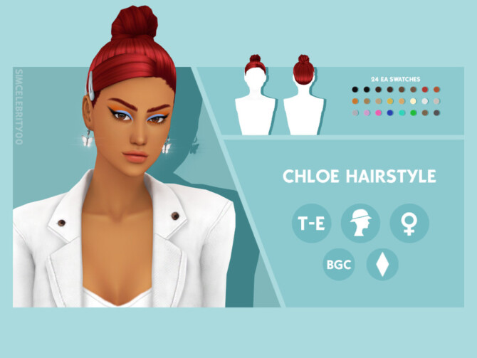 Chloe high bun side bang hairstyle by simcelebrity00 at TSR