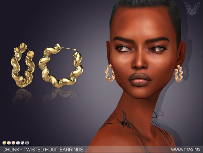 Chunky Twisted Hoop Earrings by feyona at TSR