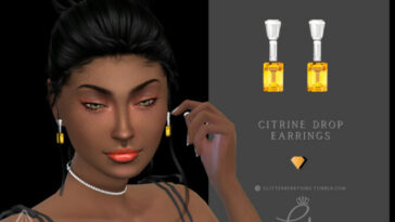 Citrine Drop Earrings by Glitterberryfly at TSR