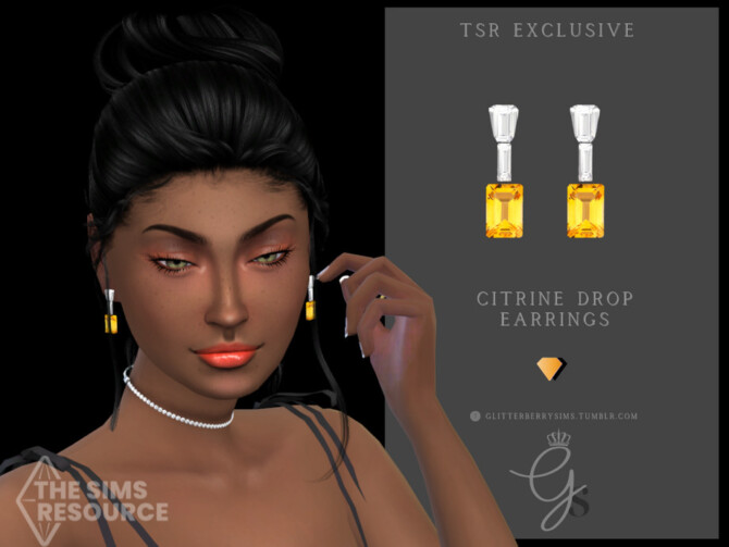 Citrine Drop Earrings by Glitterberryfly at TSR