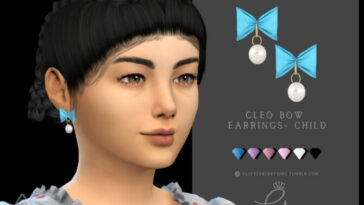 Cleo Bow Earrings Child by Glitterberryfly at TSR