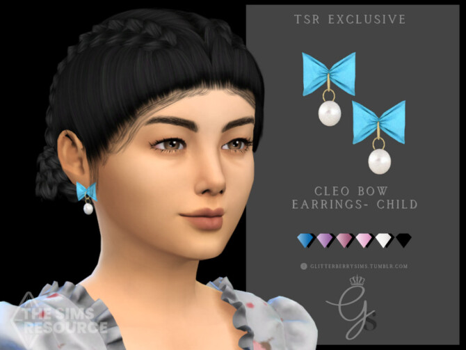 Cleo Bow Earrings Child by Glitterberryfly at TSR