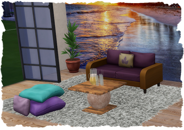 Furniture, Single items: Coffee table 1 by Chalipo – All 4 Sims.
A small coffee table in 4 colors made with a blender.  