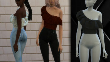 Cold Shoulder Ruffle Top by chrimsimy at TSR