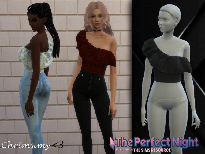 Cold Shoulder Ruffle Top by chrimsimy at TSR