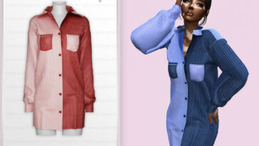 Contrast Oversized Shirt Dress MC281 by mermaladesimtr at TSR