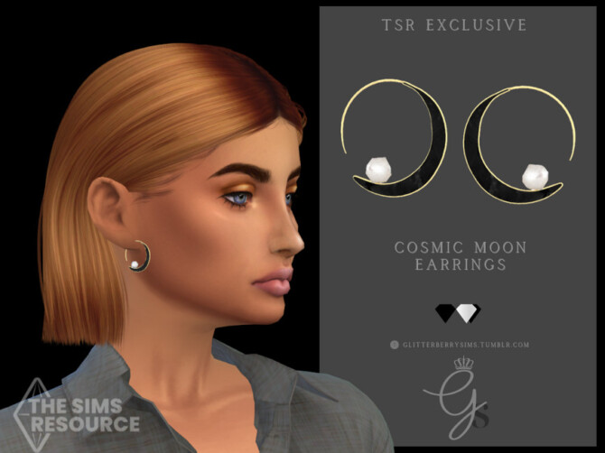 Cosmic Moon Earrings by Glitterberryfly at TSR