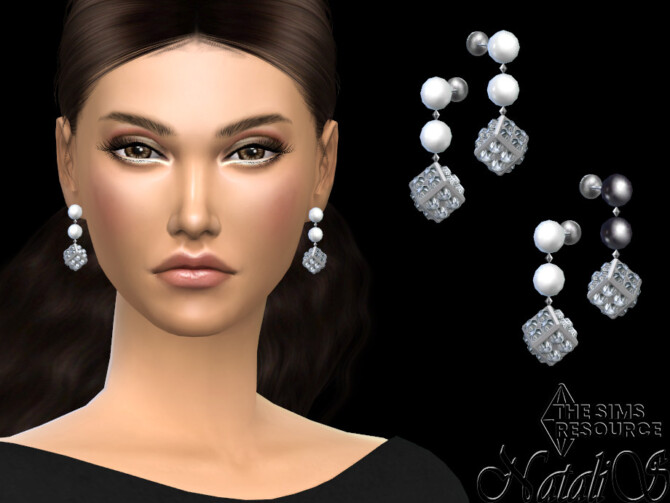 Cube pave beaded drop earrings by NataliS at TSR