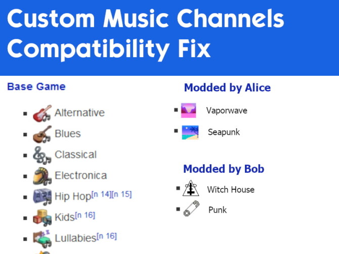 Custom Music Channels Compatibility Fix by Staberinde at Mod The Sims 4