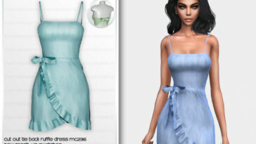 Cut Out Tie Back Ruffle Dress MC236 by mermaladesimtr at TSR