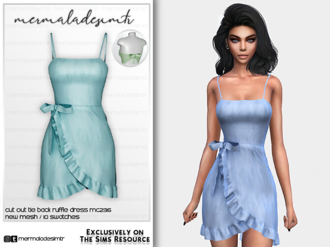 Cut Out Tie Back Ruffle Dress MC236 by mermaladesimtr at TSR