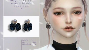 Cute Pearl bow earrings by S-Club at TSR