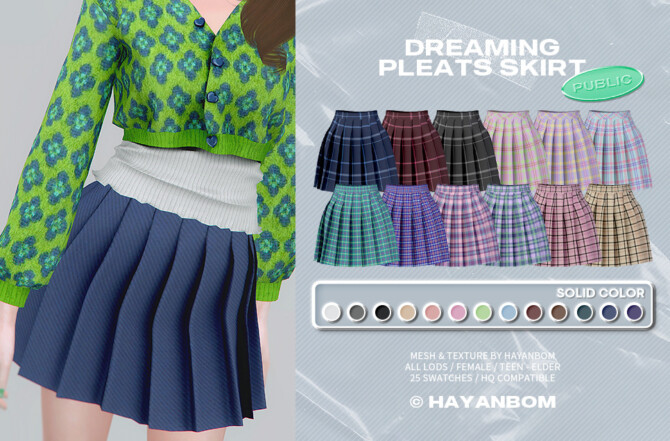 DREAMING PLEATS SKIRT at Hayanbom